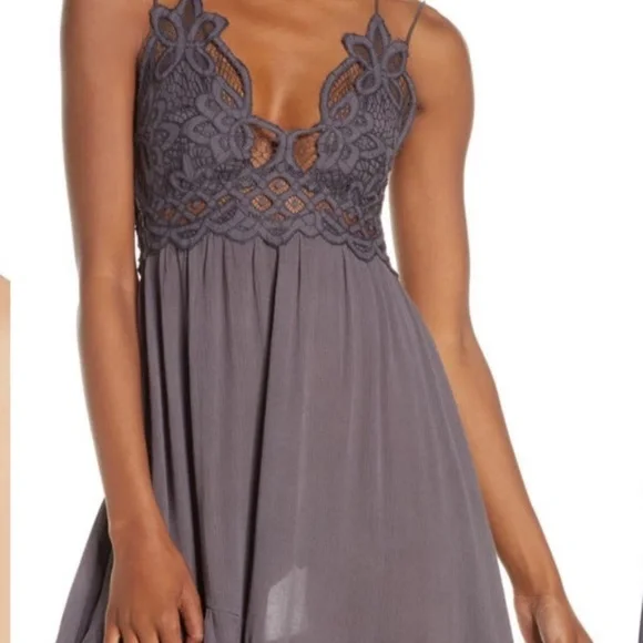 New Free People Adella mini dress gray NWT - Picture 6 of 10